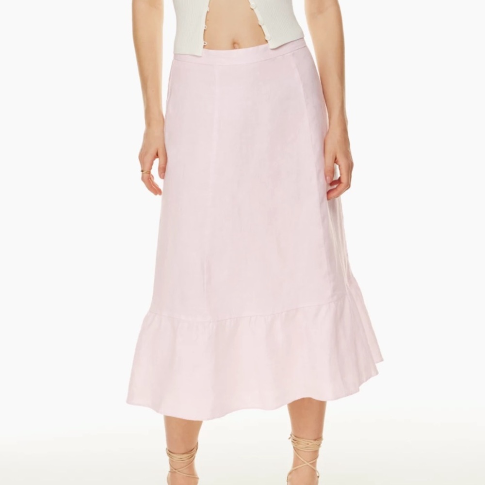 Aritzia chariot linen skirt size 4 in mochi pink